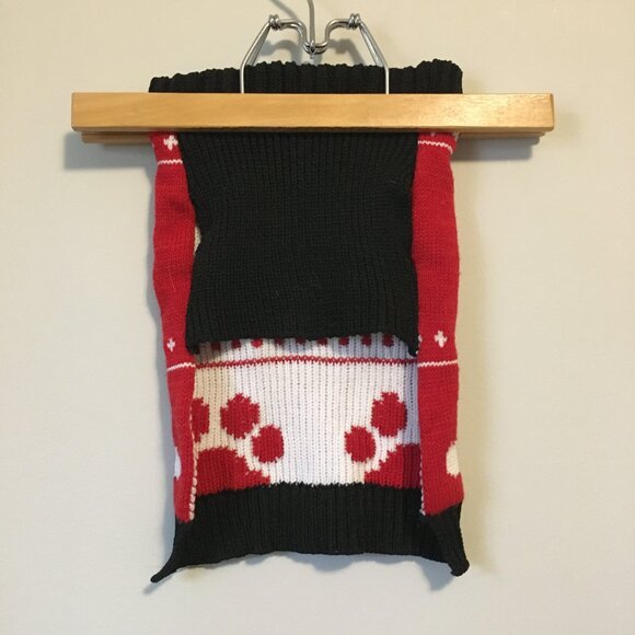 Black Quilted 'Fetch' Dog Hoodie + Doggy Paw Knit Sweater - Picture 2 of 13